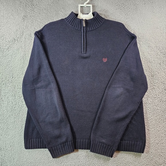 Chaps Other - Chaps Sweater Men XXL Chunky Knit Cotton 1/4 Zip Navy Blue